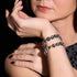 Schwarz | 925er Sterlingsilber | Armband mit bösem Blick und Kristall